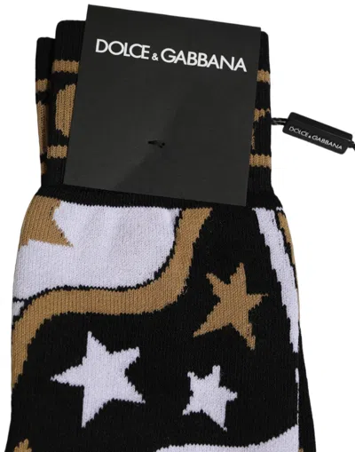 Dolce & Gabbana White Polka Dot Over The Calf Accessory Socks In Black