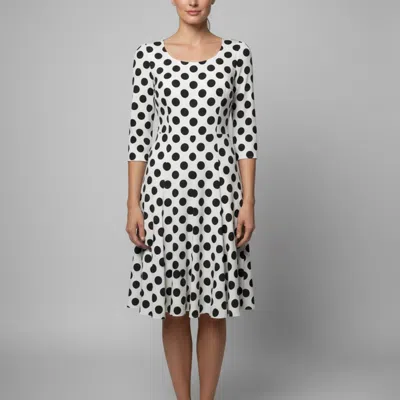 Pre-owned Dolce & Gabbana White Polka Dot Stretch Silk Long Sleeve Dress S