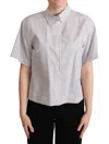 Dolce & Gabbana White Polka Dots Collared Blouse Women's Shirt In White