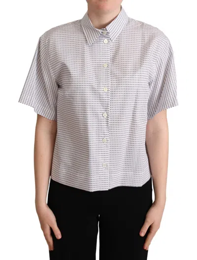 Dolce & Gabbana White Polka Dots Collared Blouse Women's Shirt