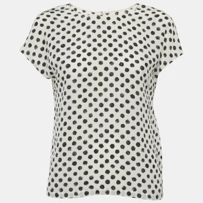 Pre-owned Dolce & Gabbana White Polka Dots Silk Top M
