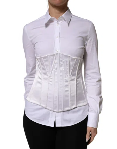 Dolce & Gabbana White Polyamide Waist Cincher Bustier Corset Top