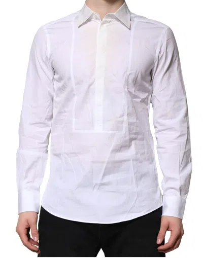 Pre-owned Dolce & Gabbana White Poplin Cotton Formal Men Dress Men's Shirt ()