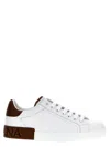 Dolce & Gabbana White Leather Portofino Sneakers In White