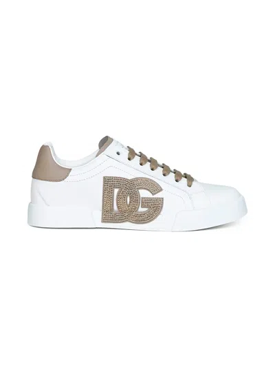 DOLCE & GABBANA WHITE PORTOFINO LIGHT STROBEL SNEAKERS