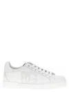 Dolce & Gabbana Women Portofino Low-top Leather Sneakers With Lateral Monogram In White