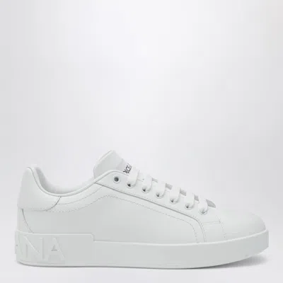 DOLCE & GABBANA DOLCE&GABBANA | WHITE PORTOFINO SNEAKERS IN LEATHER