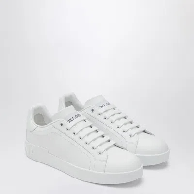 DOLCE & GABBANA WHITE PORTOFINO SNEAKERS IN LEATHER