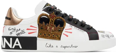 Dolce & Gabbana Portofino Patch-detail Leather Sneakers In Multi