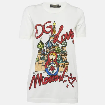 Pre-owned Dolce & Gabbana White Printed Jersey T-shirt S