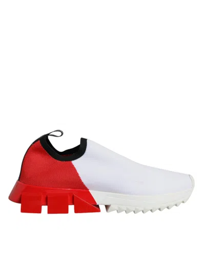 Pre-owned Dolce & Gabbana White Red Low Top Sorrento Men Sneakers Women's Shoes () In White And Red
