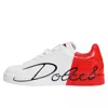 Dolce & Gabbana White Red Portofino Low Top Sneakers Shoes