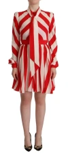 Dolce & Gabbana White Red Silk A-line Shift Gown Mini Dress