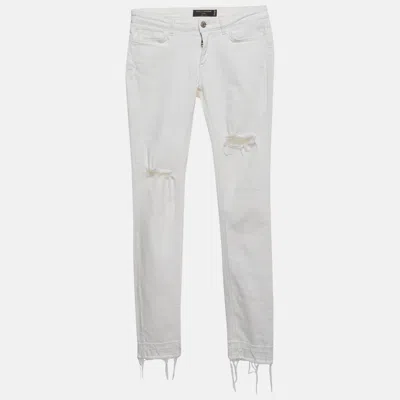 Pre-owned Dolce & Gabbana White Ripped Denim Skinny Jeans S/waist 28"