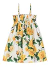 DOLCE & GABBANA WHITE ROSE PRINT COTTON DRESS