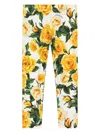 DOLCE & GABBANA WHITE ROSE PRINT LEGGINGS