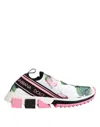 Dolce & Gabbana White Rose Print Sorrento Sneakers Shoes In White
