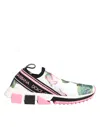 Dolce & Gabbana White Rose Print Sorrento Sneakers Shoes In Multi