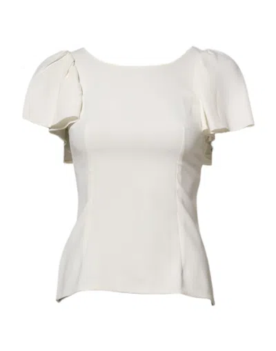 Pre-owned Dolce & Gabbana White Round Neck Short Sleeves Blouse Women's Top ()