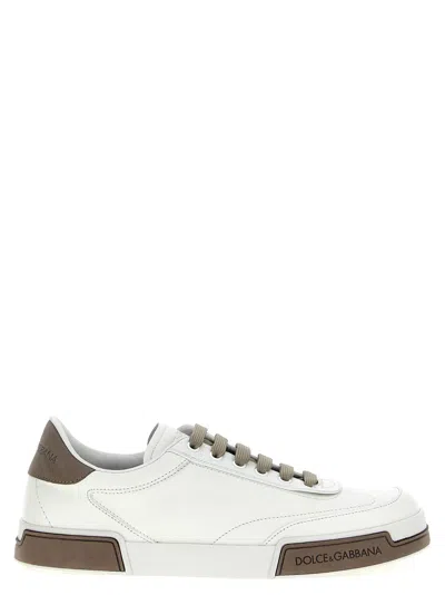 DOLCE & GABBANA WHITE ROUND TOE SNEAKERS