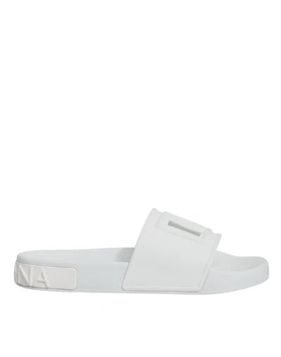 Pre-owned Dolce & Gabbana White Rubber Slides Sandals Beachwear Women's Shoes ()