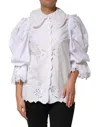 Dolce & Gabbana White Ruffled Lace Embellished Blouse Top In White