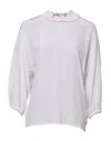 Dolce & Gabbana White Ruffled Neckline Blouse Pullover Top In White