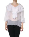 Dolce & Gabbana White Ruffles Lace Long Sleeve Blouse Top