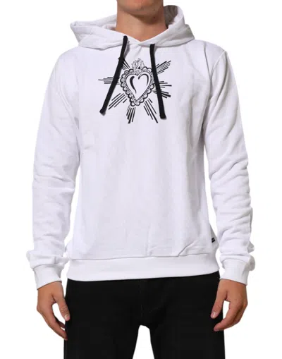 Pre-owned Dolce & Gabbana White Sacred Heart Hooded Sweatshirt Men's Sweater ()
