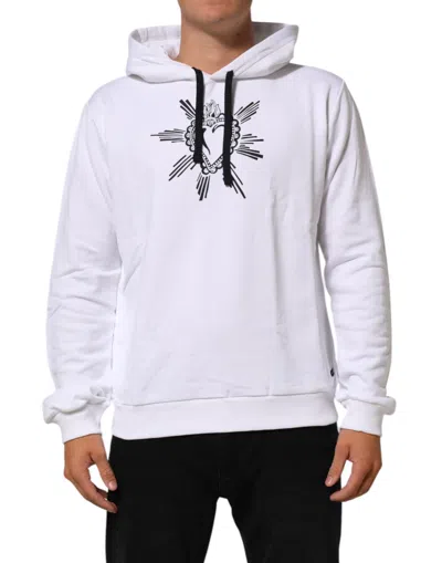 Pre-owned Dolce & Gabbana White Sacred Heart Hooded Sweatshirt Men's Sweater ()