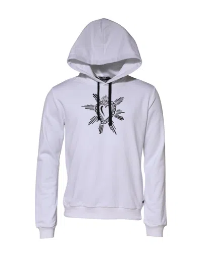 Pre-owned Dolce & Gabbana White Sacred Heart Hooded Sweatshirt Men's Sweater ()