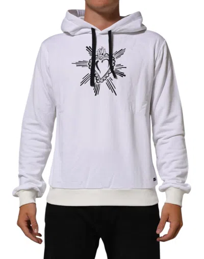 Pre-owned Dolce & Gabbana White Sacred Heart Hooded Sweatshirt Men's Sweater ()