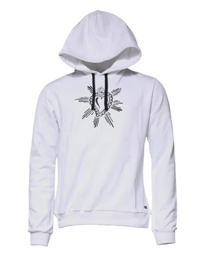 Pre-owned Dolce & Gabbana White Sacred Heart Hooded Sweatshirt Men's Sweater ()
