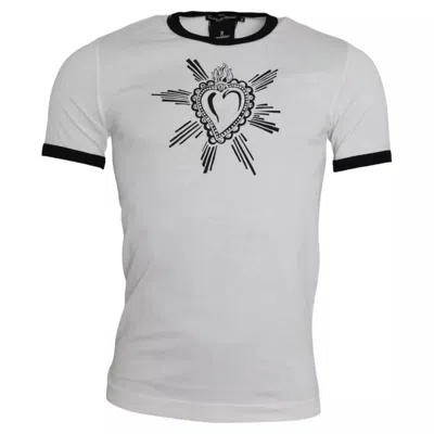 Pre-owned Dolce & Gabbana White Sacred Heart Short Sleeve Men Men's T-shirt ()