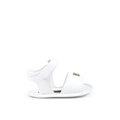 Dolce & Gabbana Kids' White Sandals For Baby Girl With Logo