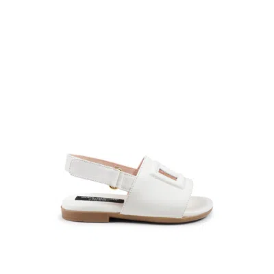 Dolce & Gabbana Kids' White Sandals For Girl With Logo