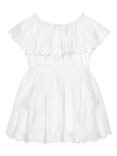 Dolce & Gabbana Kids' Broderie Anglaise Detailing Dress In White