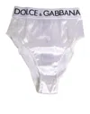 Dolce & Gabbana White Satin High-waist Brief Logo Women Underwear In White