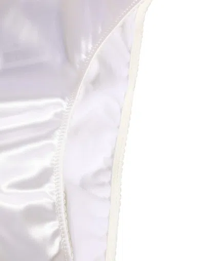 Dolce & Gabbana White Satin High-waist Brief Logo Women Underwear