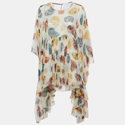 Pre-owned Dolce & Gabbana White Seashell Print Sheer Loose Fit Mini Dress S