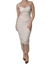 Dolce & Gabbana White Sheer Tulle Bustier Bodycon Midi Dress In White