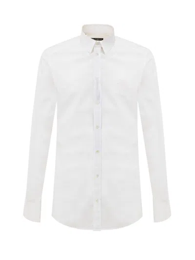 DOLCE & GABBANA WHITE SHIRT WITH EMBROIDERY LOGO DOLCE & GABBANA