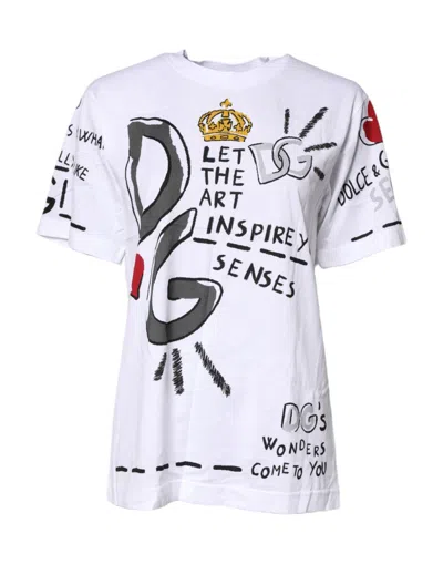Dolce & Gabbana White Short-sleeved Printed Jersey T-shirt
