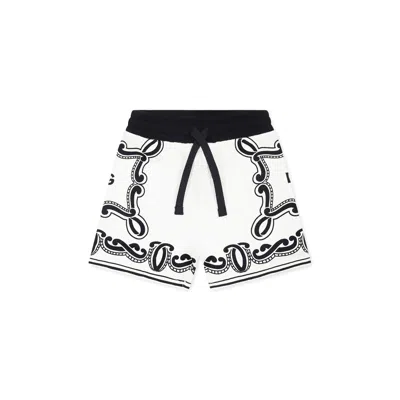 Dolce & Gabbana White Shorts For Baby Boy With Bandana Print