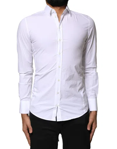 Pre-owned Dolce & Gabbana White Sicilia Cotton Formal Men Dress Men's Shirt ()