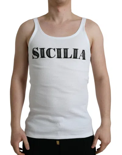 Dolce & Gabbana White Sicilia Cotton Sleeveless Tank Men's T-shirt