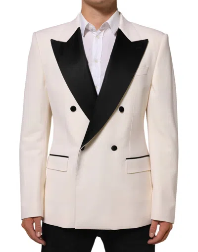 Dolce & Gabbana White Sicilia Double-breasted Suit Blazer In Neutral