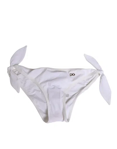 Dolce & Gabbana White Side Tie Logo Bikini Bottom Women's Underwear