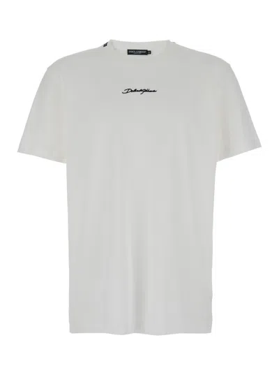DOLCE & GABBANA WHITE SIGNATURE LOGO T-SHIRT