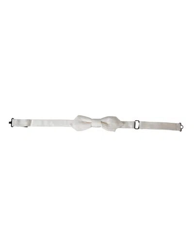 Dolce & Gabbana White Silk Adjustable Neck Men Papillon Bow Men's Tie